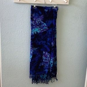 SARONG- blue w/purple batik
